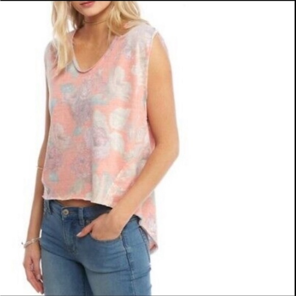 We the Free Oversized Orange Combo Floral Gardenia Tee - Picture 4 of 12